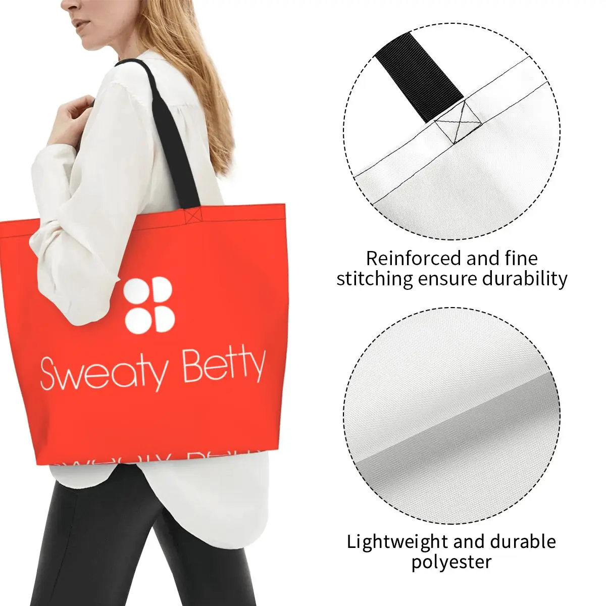 لطيف Sweaty Bettys شعار التسوق حمل الحقائب قابلة لإعادة الاستخدام قماش البقالة للمتسوقين حقيبة الكتف