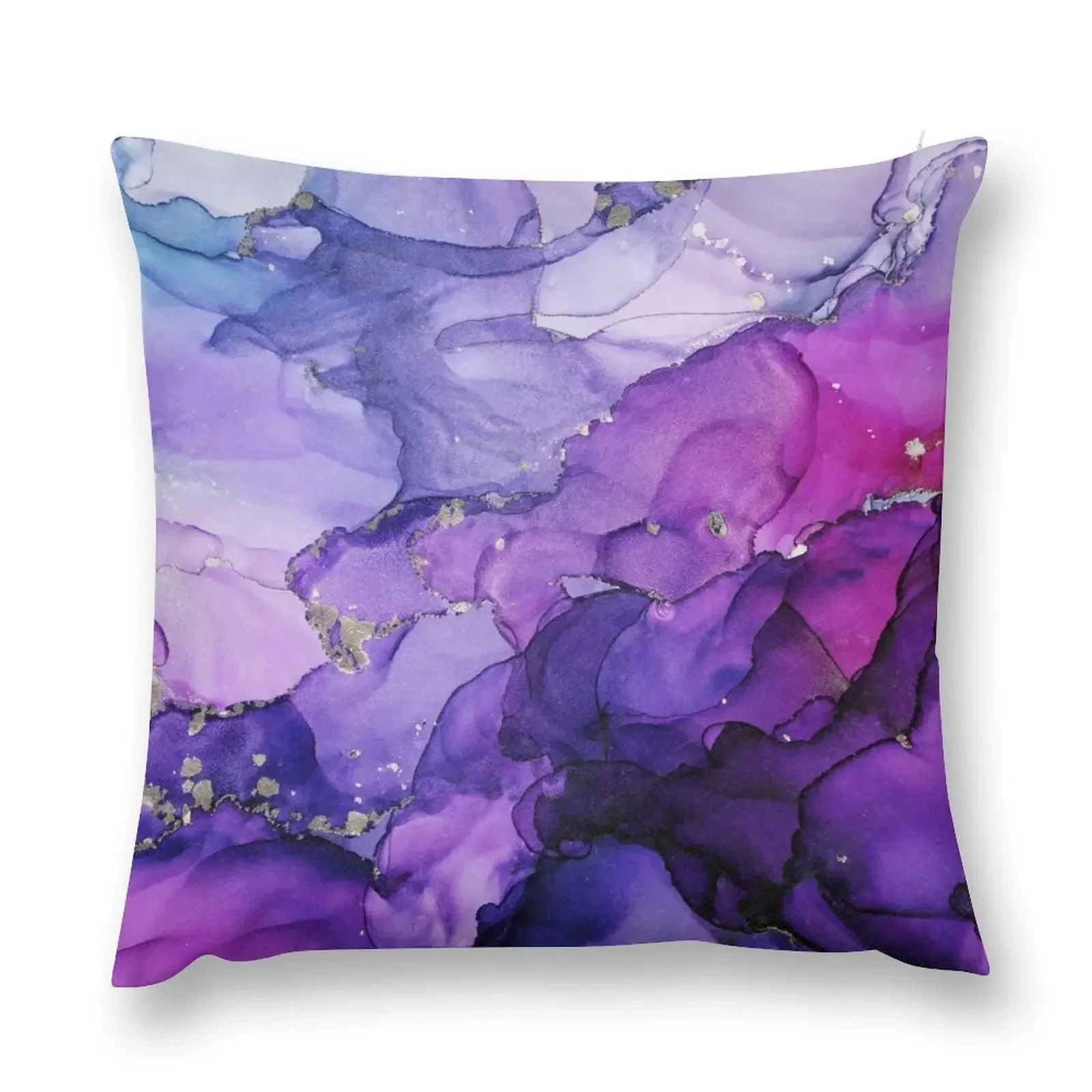 

Violet Magenta Chrome Abstract Ink Throw Pillow Luxury Cushion Cover pillow cover luxury Christmas Covers For Cushions pillow