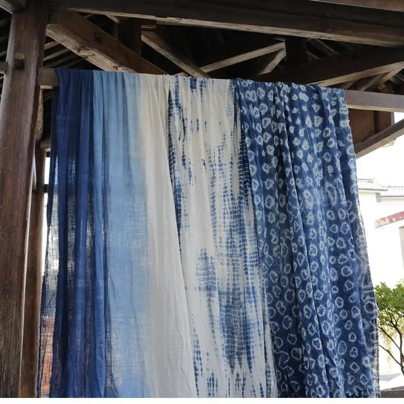 Designer Dali Tie-Dyed Fabric Cotton Yarn Blue Dyed Cloth Gradient Decorative Background Scarf Sofa Cover Cloud Tablecloth