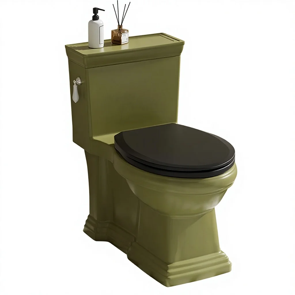 Grass Green Ceramic Vintage One-Piece Toilet American-Style Spray Siphon Unique Creative Classic Household Toilet