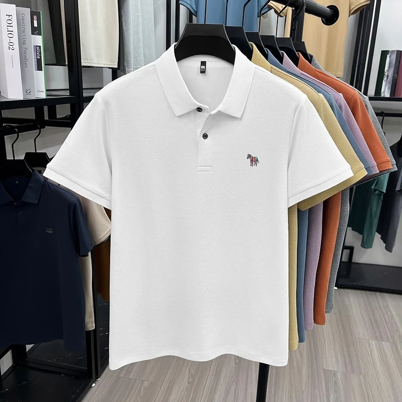Herren Sommer Baumwolle 100% Poloshirt, Besticktes Kurzarm-T-Shirt mit Kragen, Business Casual Atmungsaktive Herrenbekleidung Oberteile – Detail 19