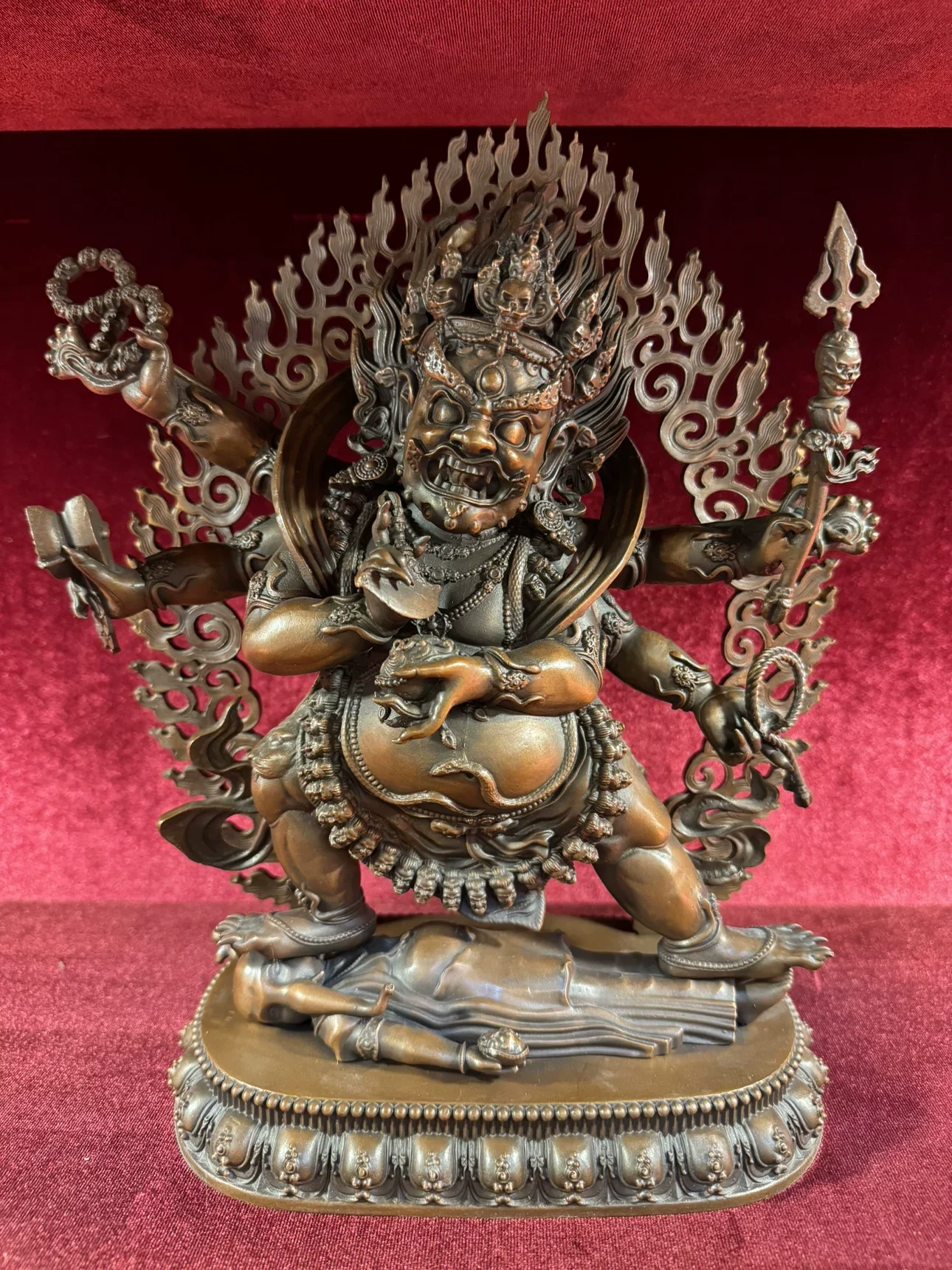 TOP handmde Buddha statue large copper carving buddha Maha kala Mighty Power Maha-ga-la Buddhist lama monk worship altar
