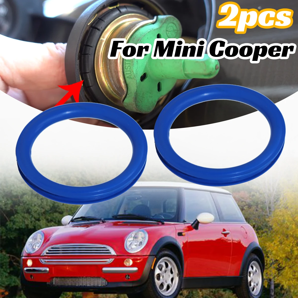 

2X Gas Cap Fuel Seal for Mini Cooper R50 R52 R53 R55 R56 R57 R58 R59 R60 R61 00-21 Tank Neck Rubber Gasket Washer V Shape O-Ring