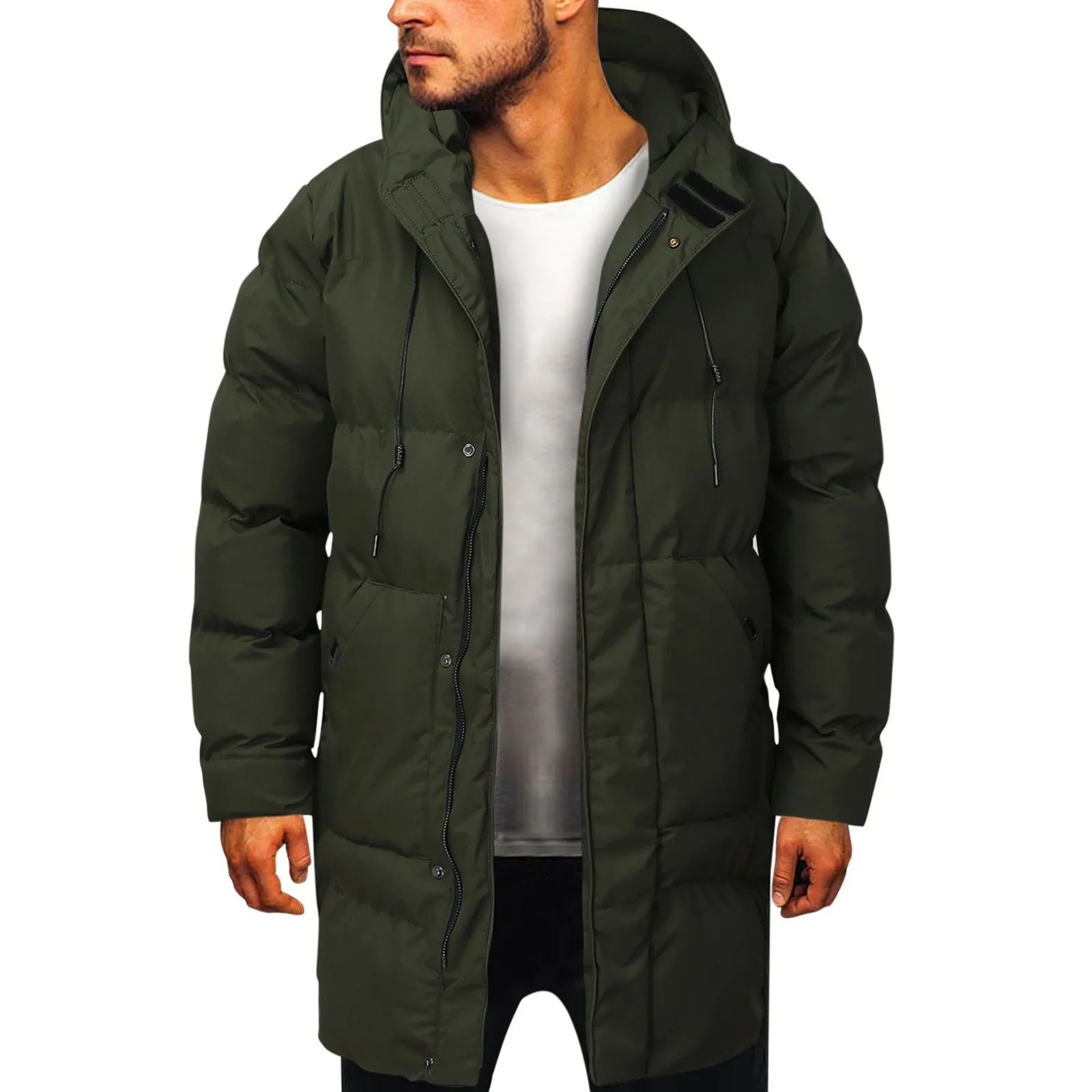 Men Casual Hooded Winter Snow Wear Warm Jacket Coat Thick Plus Size Windproof Outwear Padded Parka Male Overcoat