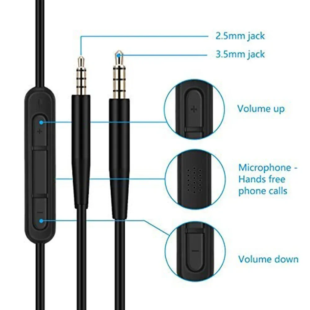 Cables for Bose QuietComfort 35 45 QC25 QC35 NC700 OE2 OE2i Headphone Cable Replacement Cords With Microphone Remote