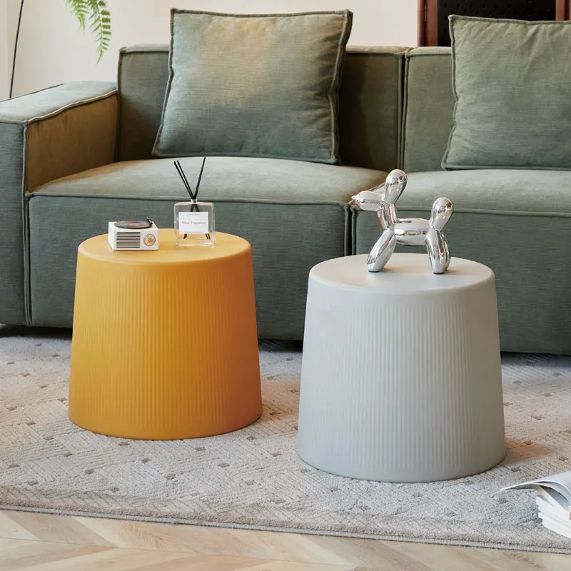 Nordic Plastic Stool Thickened Compact Round Seat for Living Room Bathroom Entryway Ottoman Low