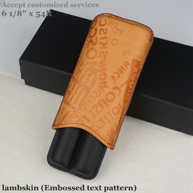 

54R Sheep Leather Cigar Case Black Travel Cigar Holder 2 Tube Mini Humidor C Logo Cigar Box Men's Best Cigar Accessory Tool