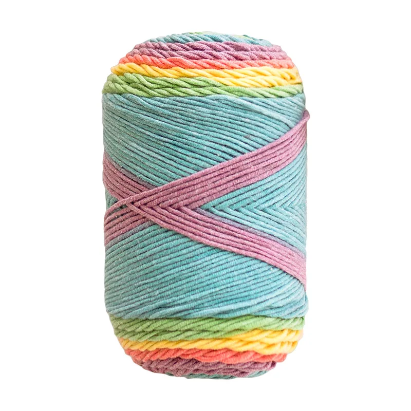 (1pcs)5 Strands of Milk Cotton Segment Dyed Rainbow Cotton Diy Woven Wool Scarf Pillow Blanket Material Wool