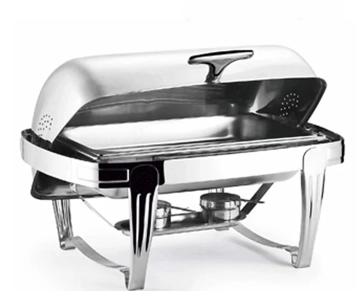 Hotel Party Unique Gold Silver Plated Mini Food Warmer Rotating Folding Small 11 L Indian Rectangular Chafing Dishes Used