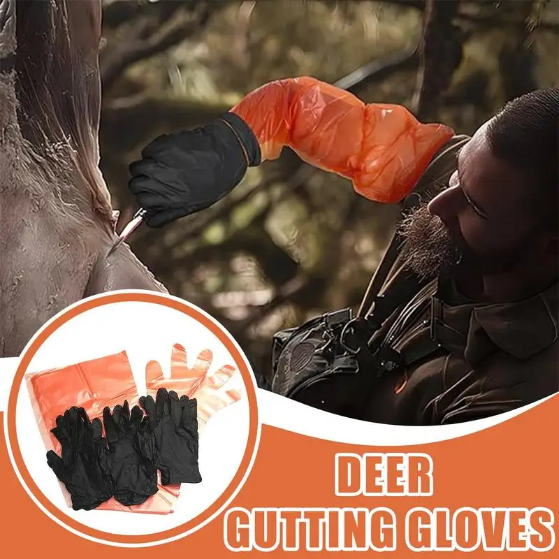 Deer Gutting Gloves 24 Pairs Deer Gutting Mittens For Field Dressing Multifunctional Veterinary Gloves Long Arm & Short Nitrile