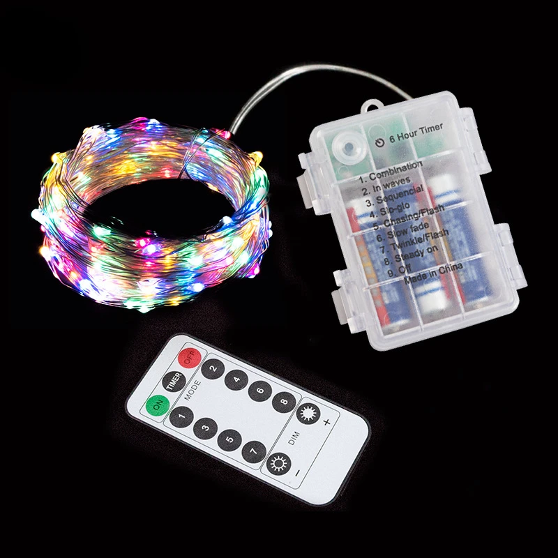 5M/10M/20M Battery 8 Remote Control String Lights Fairy Micro LED Transparent Copper Wire Party Christmas Wedding Decorations