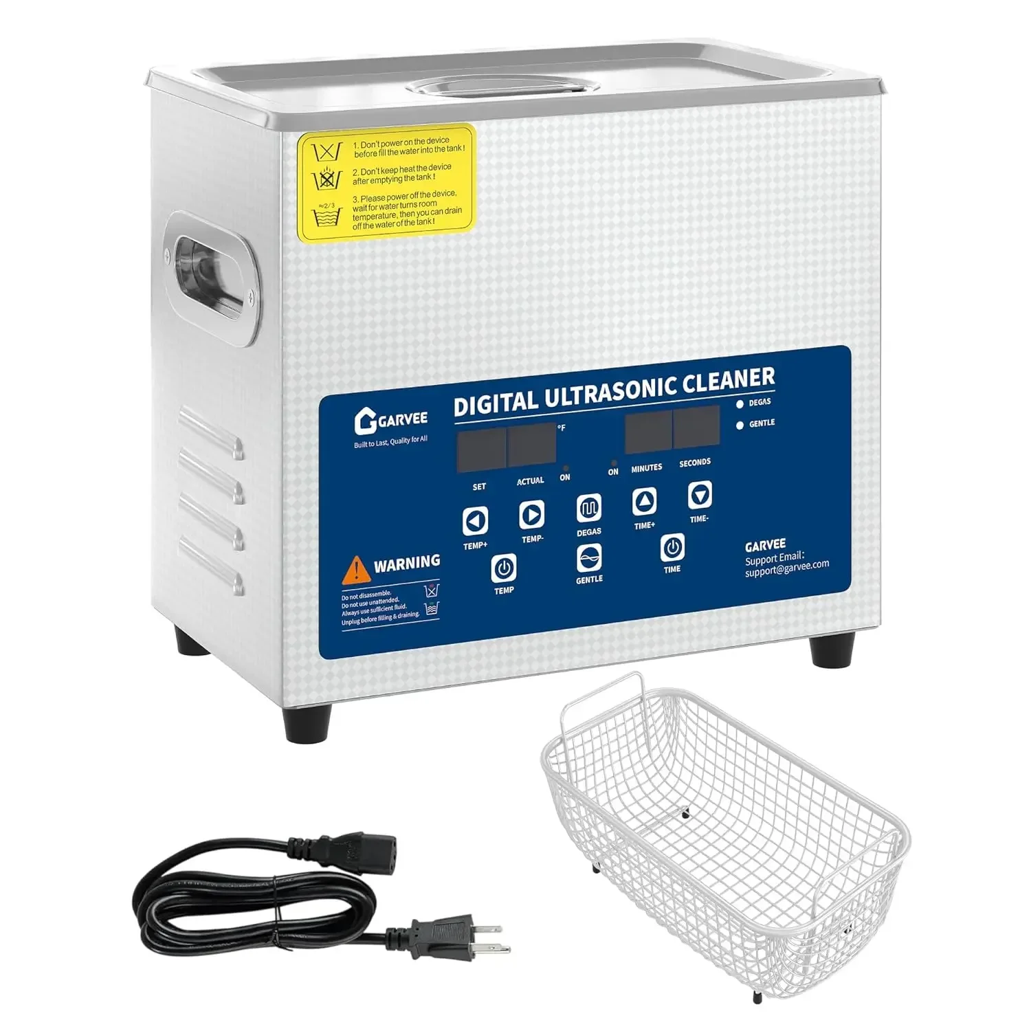 1.6 Gal (6L) Commercial Ultrasonic Cleaner, 40kHz Professional Stainless Steel Machine with Digital Timer, Heater & 3 Cleaning M