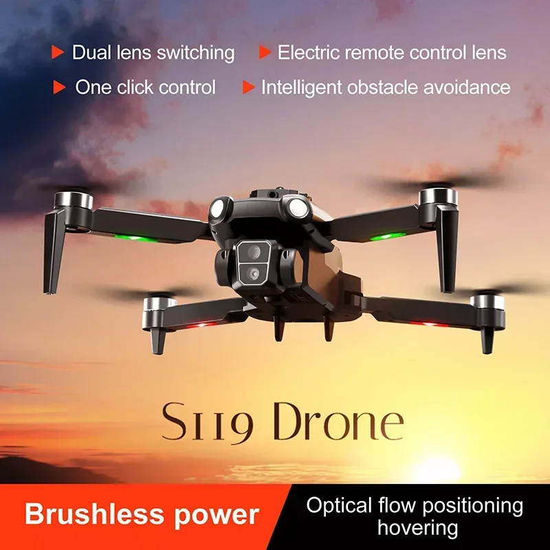 S119 Remote Control Brushless Drone HD Dual Camera Quadcopter Optical Flow Positioning Obstacle Avoidance Function RC Drone