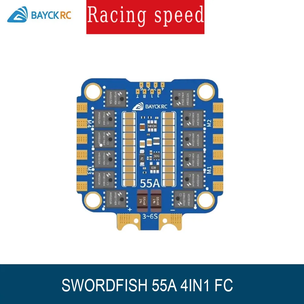 

BAYCK SWORDFISH 55A 4IN1 ESC AM32, 3-6S Lipo BLHeli_32, DShot1200 for FPV Racing/Freestyle Drone & Quadcopter