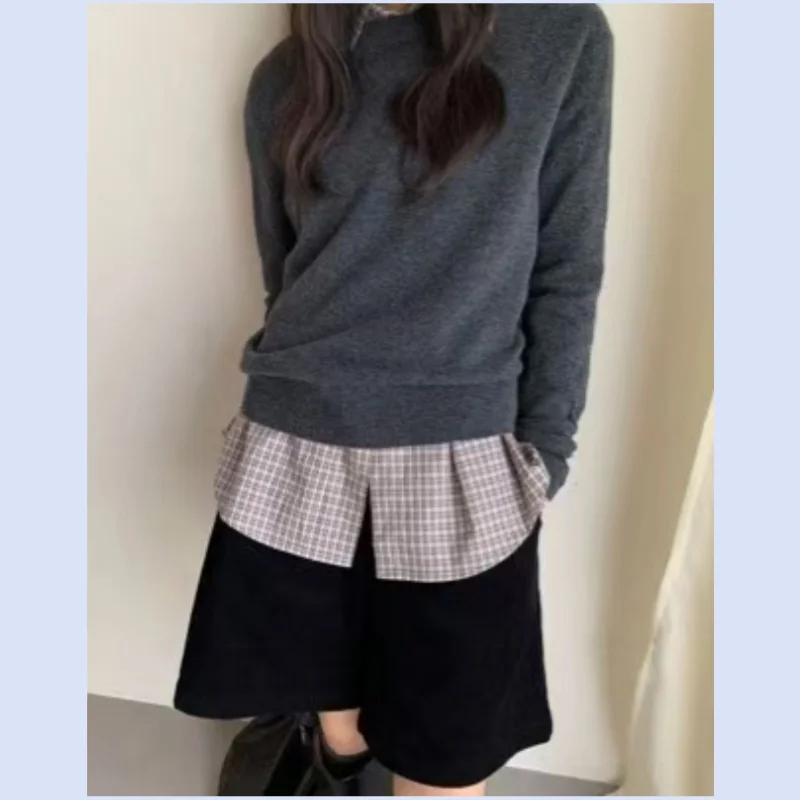 

Женский нишевый минималистичный стиль, 25-летний осенне-зимний новый свободный и универсальный пуловер, вязаный шерстяной топ