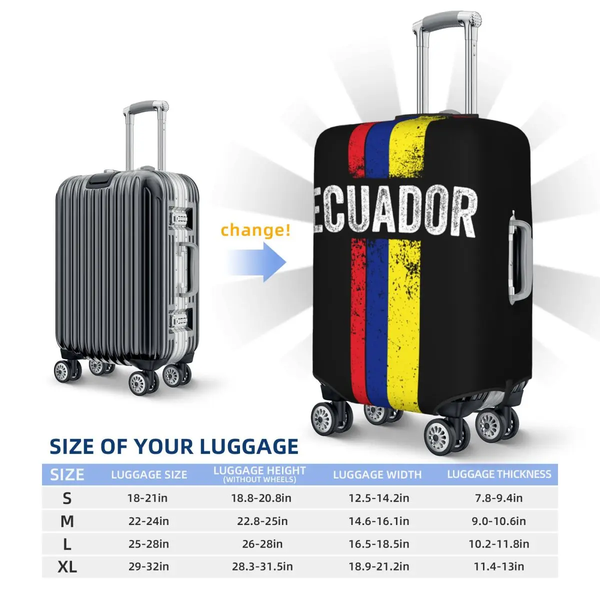مخصص الإكوادور العلم غطاء أمتعة السفر الغبار برهان الإكوادورية الوطنية فخر غطاء حقيبة حامي صالح 18-32 بوصة