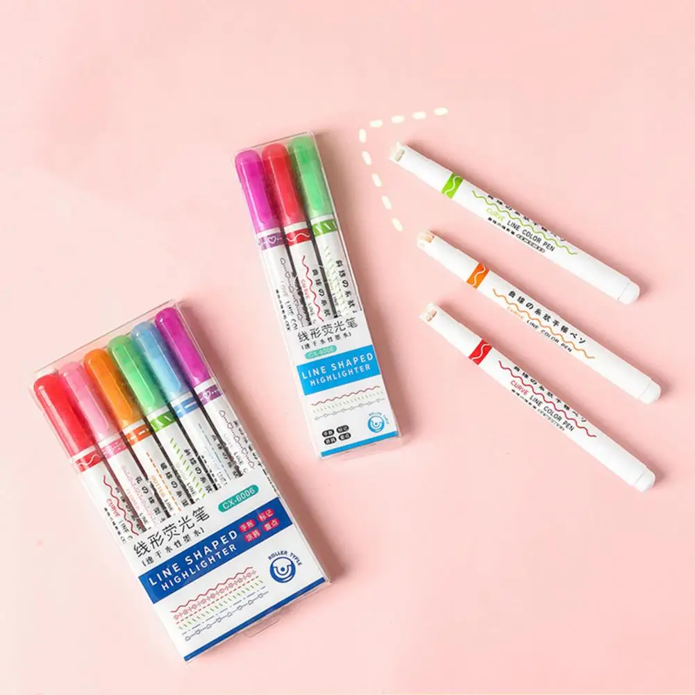 Easy to Fix Long Service Time Multi Color Roller Tip Line Shaped Highlighter Pen for Gift