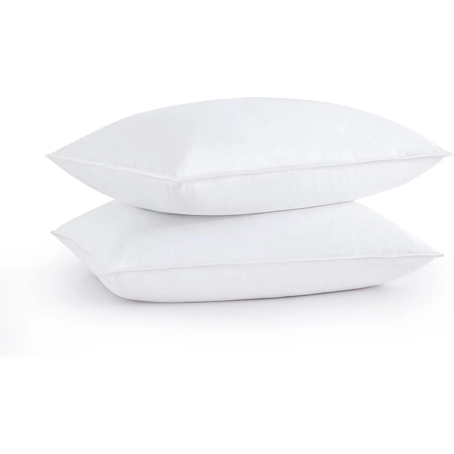 Natural White Goose Feather Down Pillow Egyptian Cotton Cover 500 Fill Power King Size Set of 2