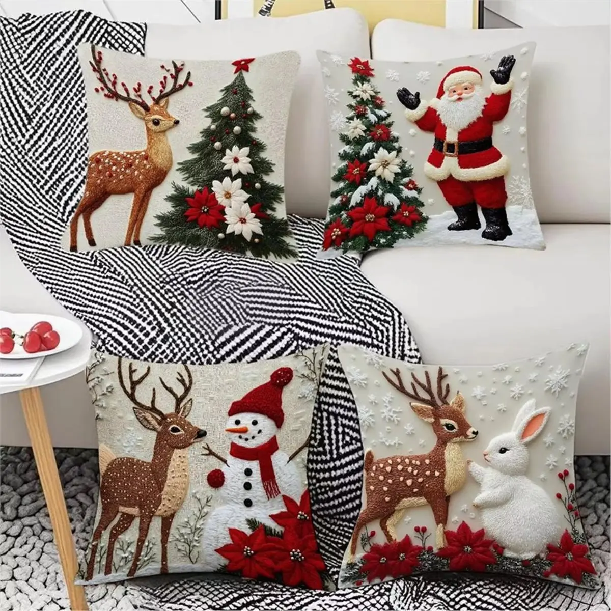 عيد الميلاد رمي وسادة يغطي الجلد ودية لينة المخدة الأريكة وسادة تغطي ل أريكة غرفة نوم غرفة المعيشة عطلة #3