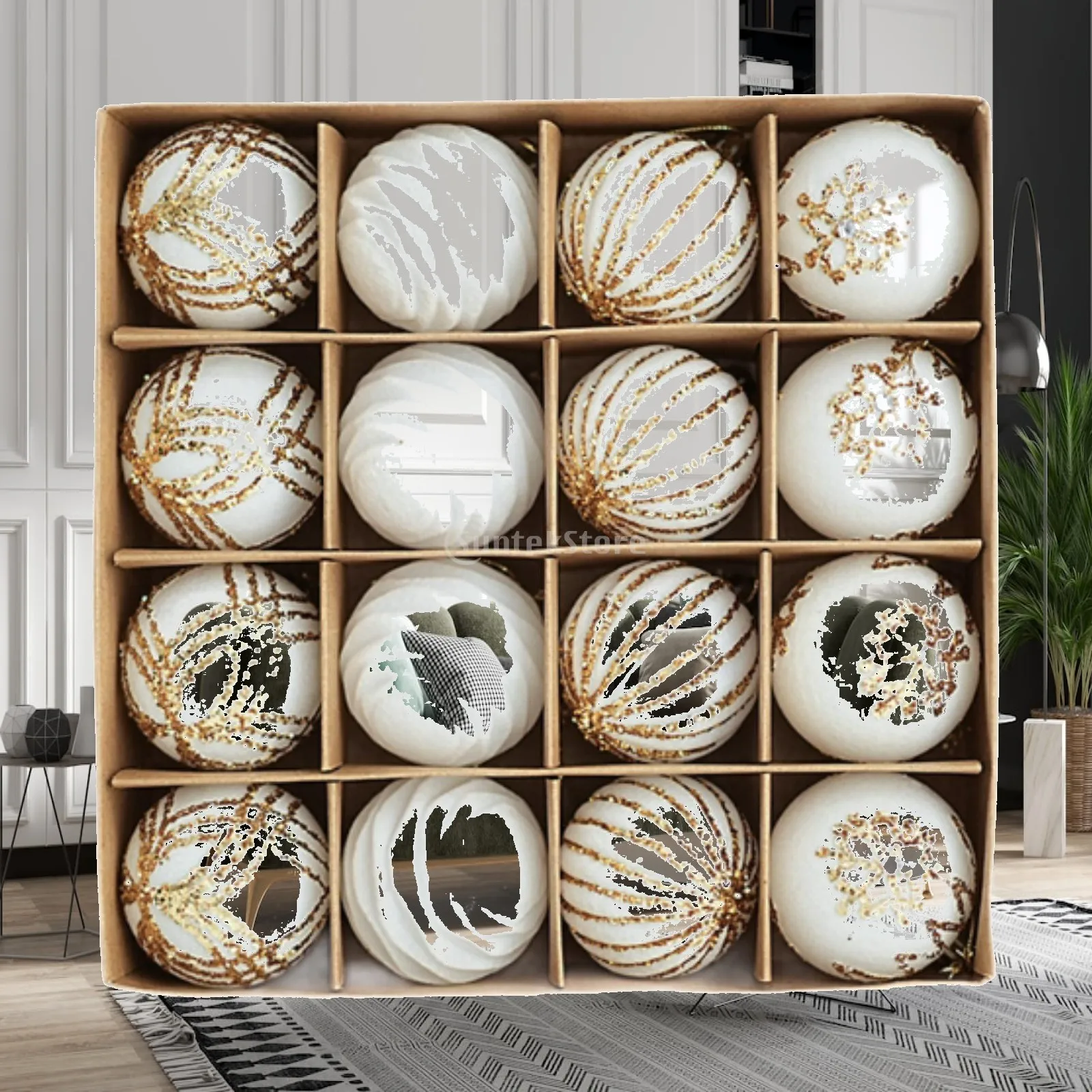 

16Pcs Christmas Balls Christmas Tree Ornaments Ball DIY Decor Christmas Baubles for Outdoor Seasonal Wedding Celebration Home