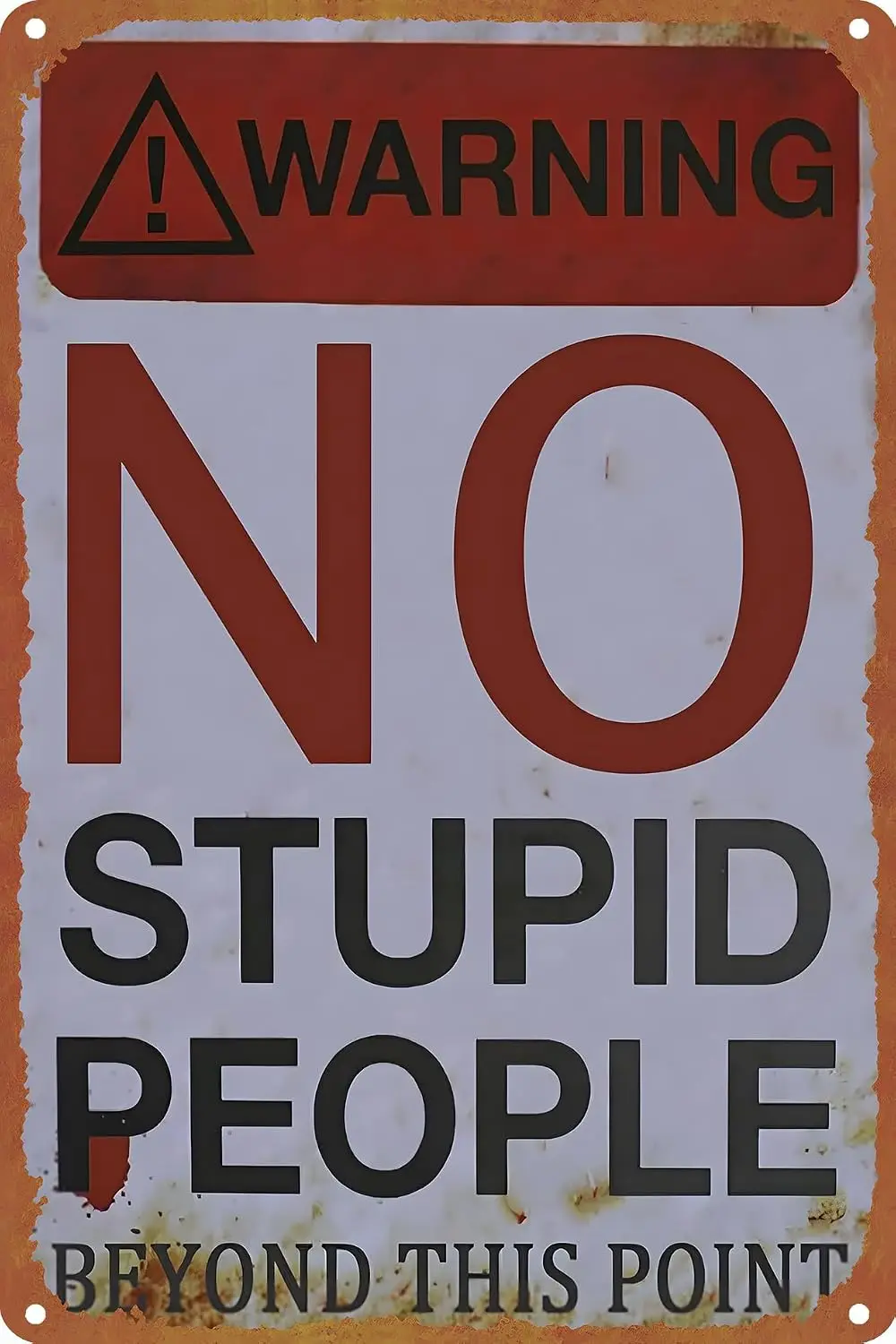 Funny Metal Aluminum Sign, No Stupid People Passing This Point Garage Sign, 8x12 Inch sign