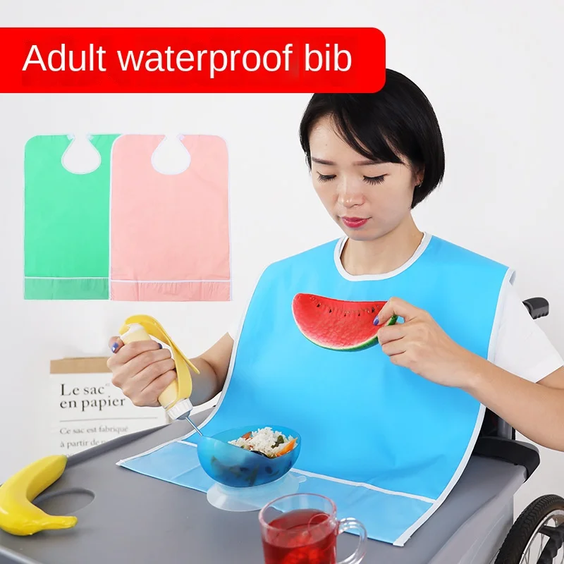 

Catering Bibs for Adults PVC Water and Grease Trap Non-washable Models of Elderly Patients Eating Dining Apron Drool Towel