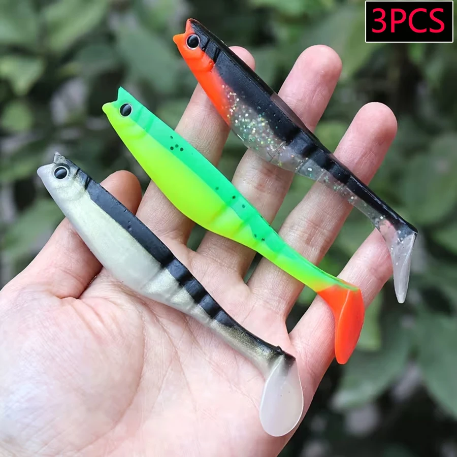 3 Stück/Beutel Handgefertigte T-Tail Jig Head Softköder Künstliche Wobbler für Hechtangeln Köder Würmer Karpfen Drop Shot Swimbait