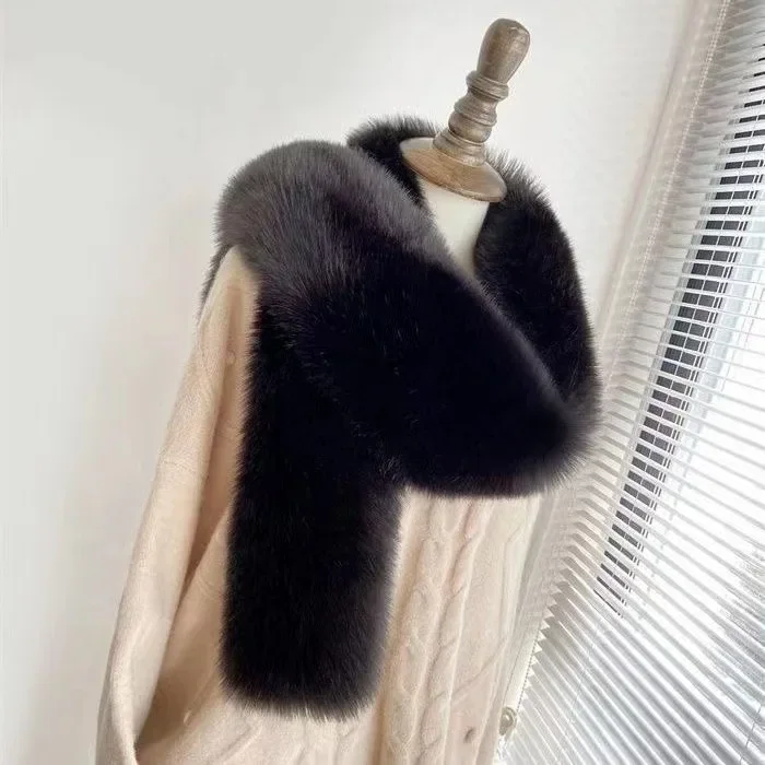 

Super Long Faux Fox Fur Scarf Wrap, Plush Boa Collar for Women, Winter Warm Shawl Necklace Stole, Elegant Winter Accessory