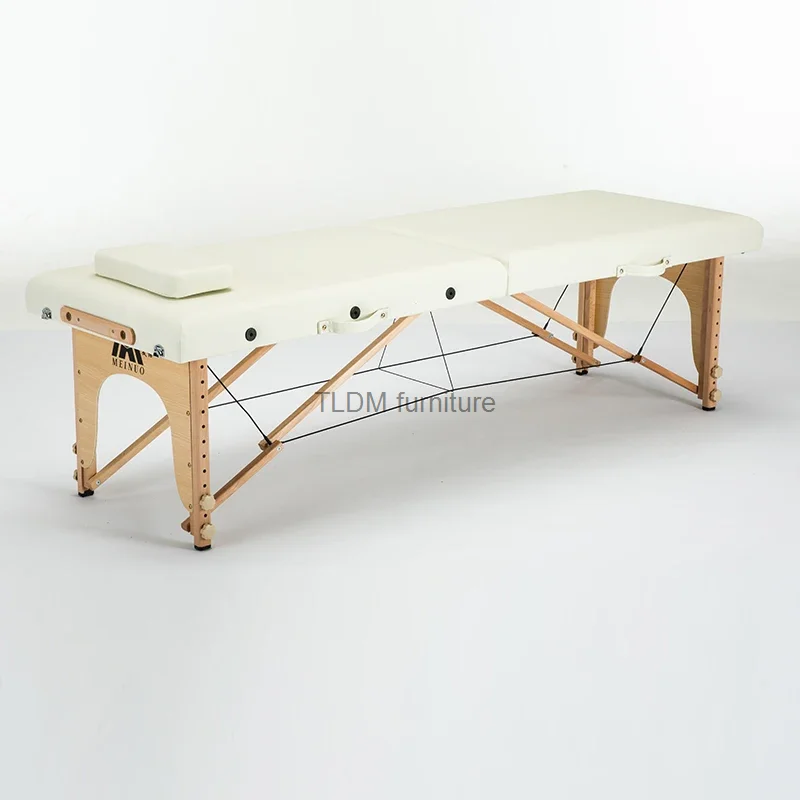 Cosmetic Wooden Cosmetic Bed Pedicure Stretcher Folding Massage Bed Mattresses Lounger Camilla Masaje Beauty Furniture MQ50MB