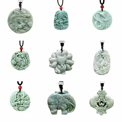 Light Green Natural Jade Dragon Phoenix Pendant Necklace Real Jewellery Carved Gemstone Fashion Charm Amulet Gifts for Women Men