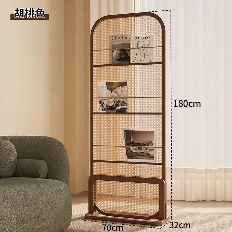 retro magazine rack, partition screen, sofa side entry shelter, facing the door and porch, movable rattan w