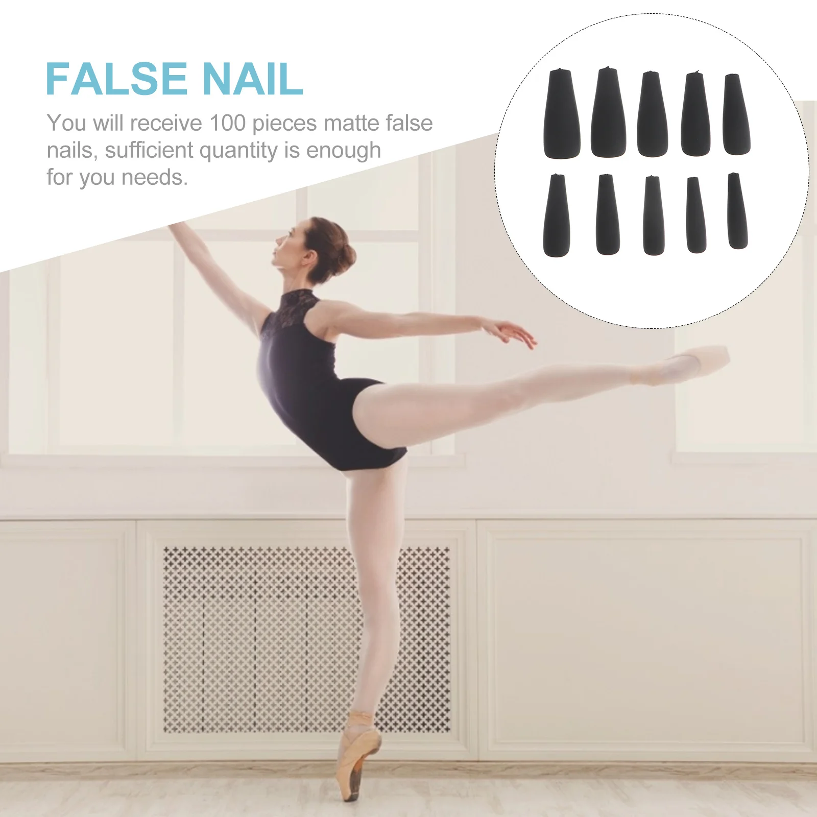 100個入り バレリーナ型 エクストラロング 付け爪 フルカバー ネイルチップ マニキュア用 フェイクネイル