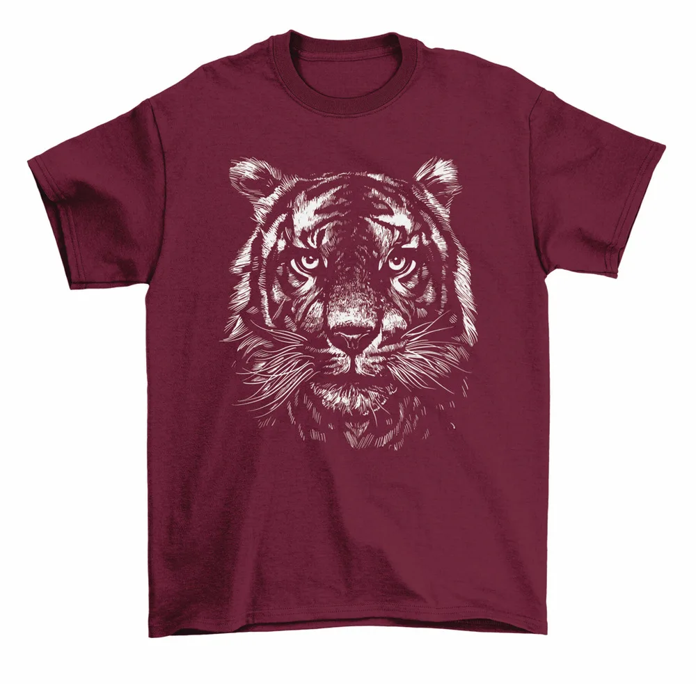 Tiger Face Vintage Tiger Head Wild Cat Gift T-Shirt Men Women Unisex High Quality 100%Cotton Short Sleeve