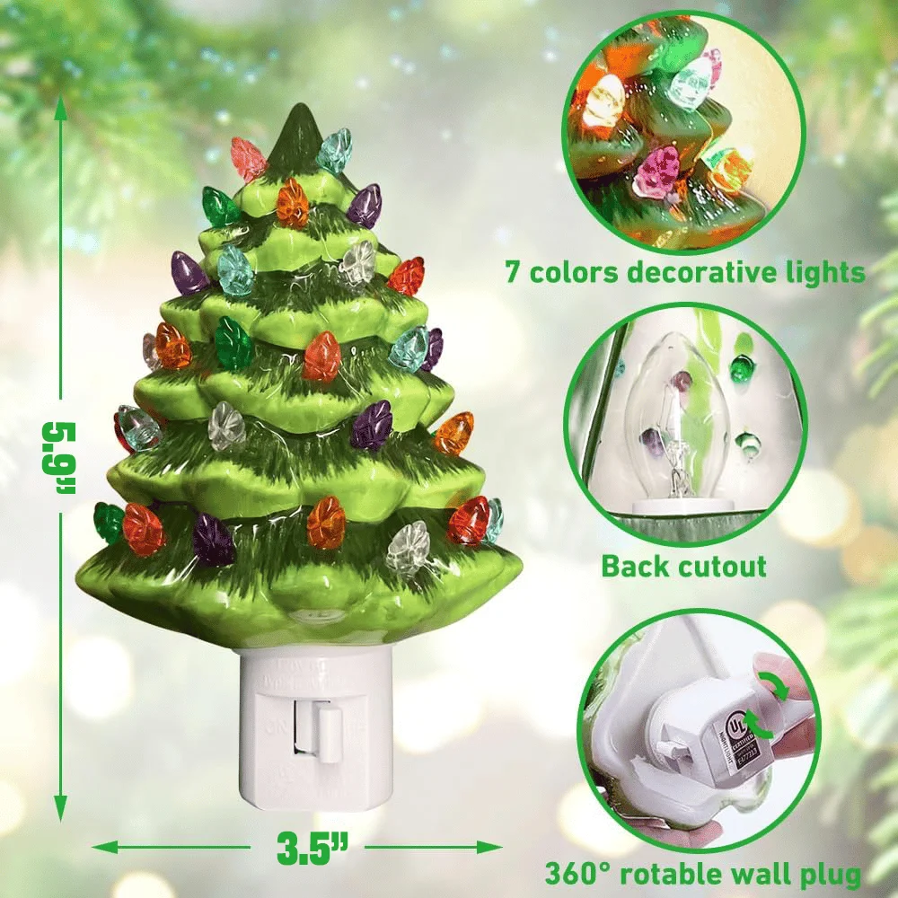 Christmas Tree Night Light Vintage Green Christmas Tree Wall Plug Night Light Two Colours Christmas Tree Bedside Lights