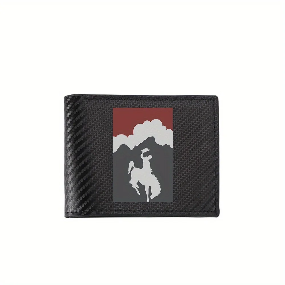 Cowboy on bucking horse sunset mountains Men's Wallets Simple Business Modern Stylish Printing Design Gifts For Father Boyfriend