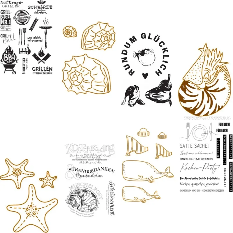 Completely Happy Kitchen Party Metal Cutting Dies & Stamps Scrapbook Diary Decoration Stencil Embossing Template DIY Greeting