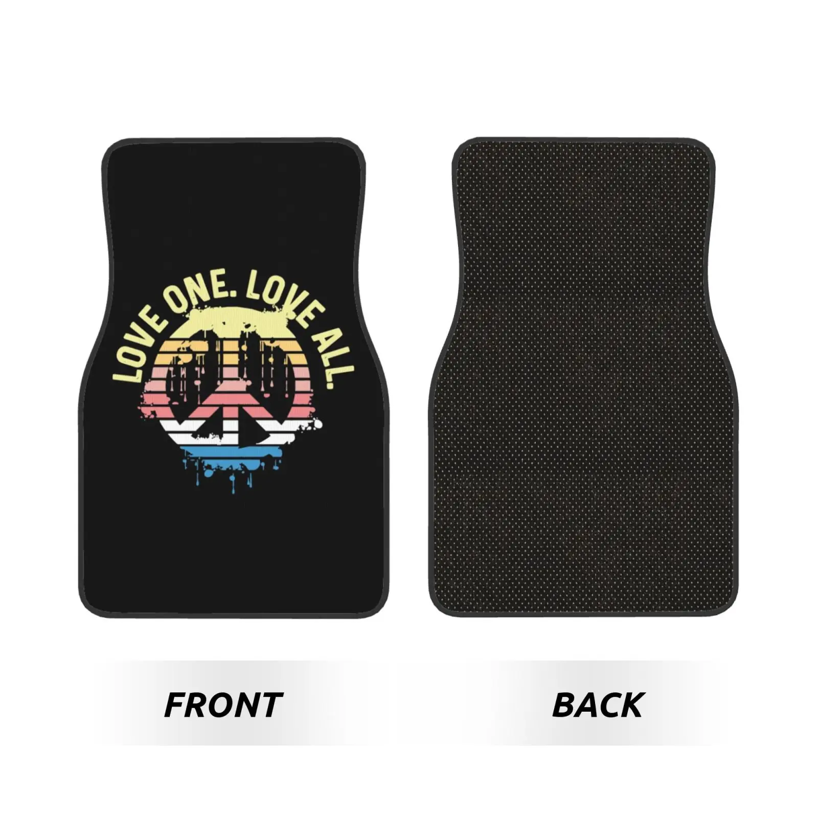 Love One Love All Peace Sign Graphic Car Floor Mats Durable Car Carpet Mat 4pcs with Anti-Slip Backing Fit for SUV Trucks