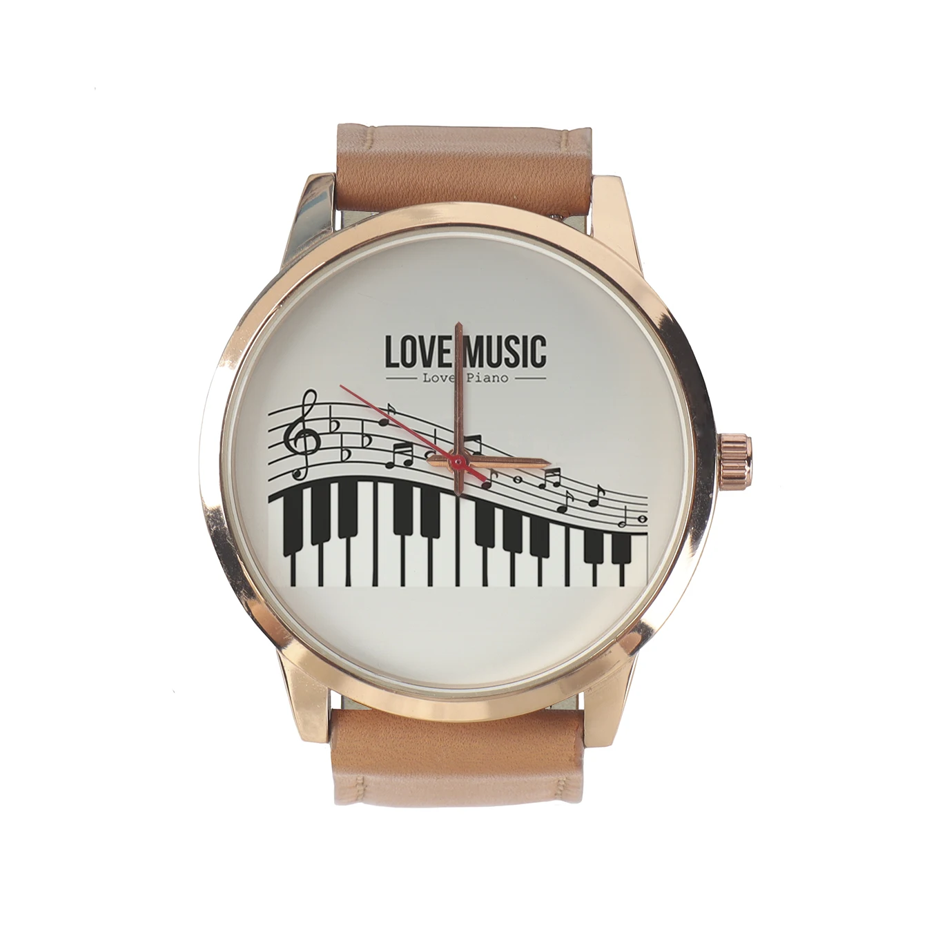 Personality Current Men\'s Watch Unique Rose Gold Wrist Timepiece Staff Piano Keys Men\'s Stylish Watches Fashion