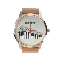 Personality Current Men's Watch Unique Rose Gold Wrist Timepiece Staff Piano Keys Men's Stylish Watches Fashion