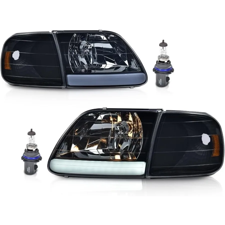 

Комплект фар со светодиодными DRL и пара угловых парковочных фонарей для 1997-2003 F150 2004 F150 Heritage 1998 1999 F250 9702 Expedition