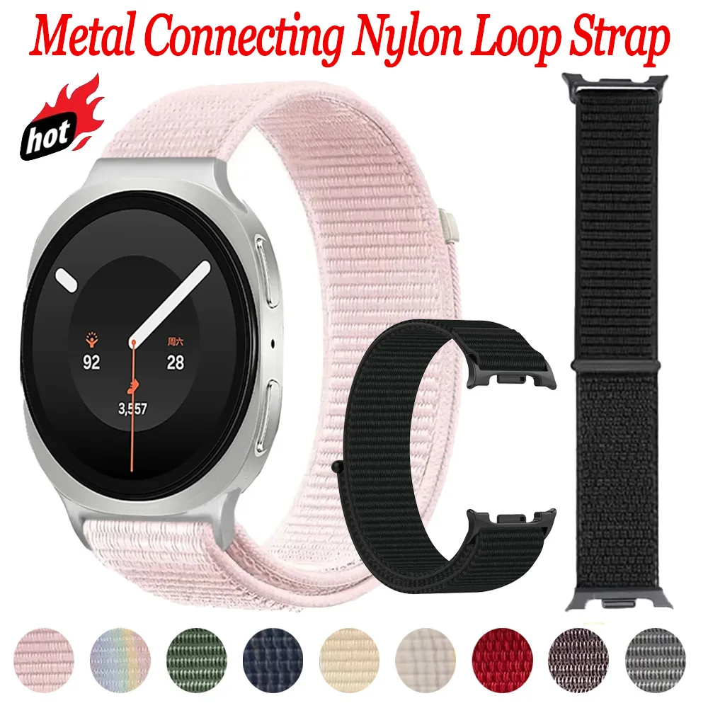 Metal Connecting Nylon Loop Strap For Samsung Galaxy Watch 9 8 40/44mm Soft Wristband For Galaxy Watch 8 Classic 46mm Accessory