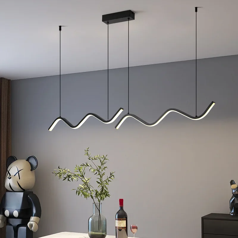 Lampada a sospensione LED 90 cm Lampada a sospensione a striscia lunga Lampadario da pranzo Elettrodomestici per la cucina Decorazione domestica Illuminazione moderna