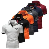 Polo con cuello de color contrastante para hombre, camiseta nueva de moda para oficina, polo, top de verano, informal, de negocios, transpirable