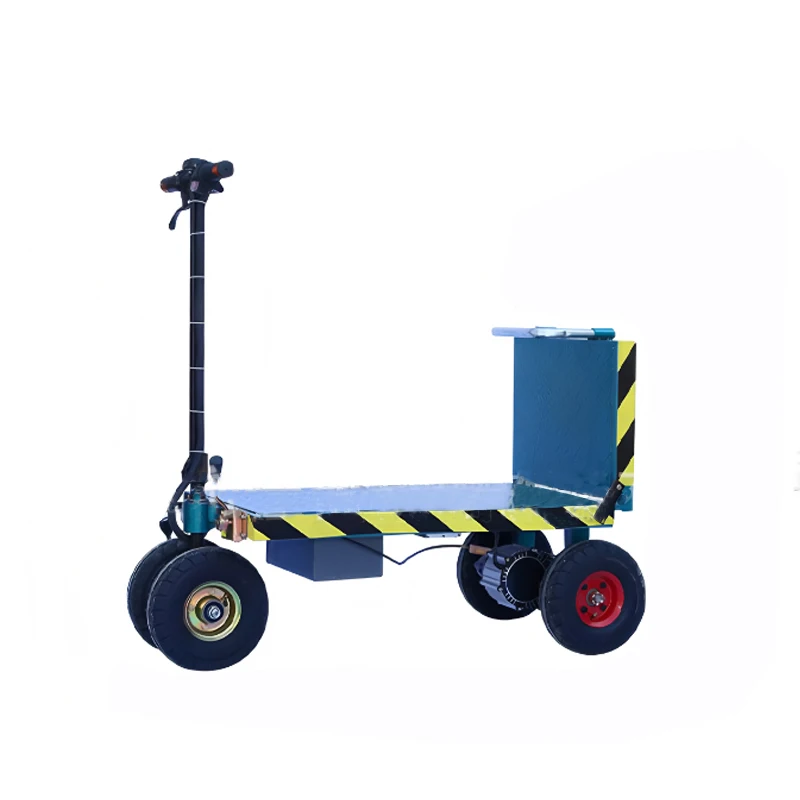 Household Industrial Electric Small Cart 4 Wheels Platform Hand Cart Trolley Cargo Outdoor Transport Cart Dump Wagon Heavy Duty