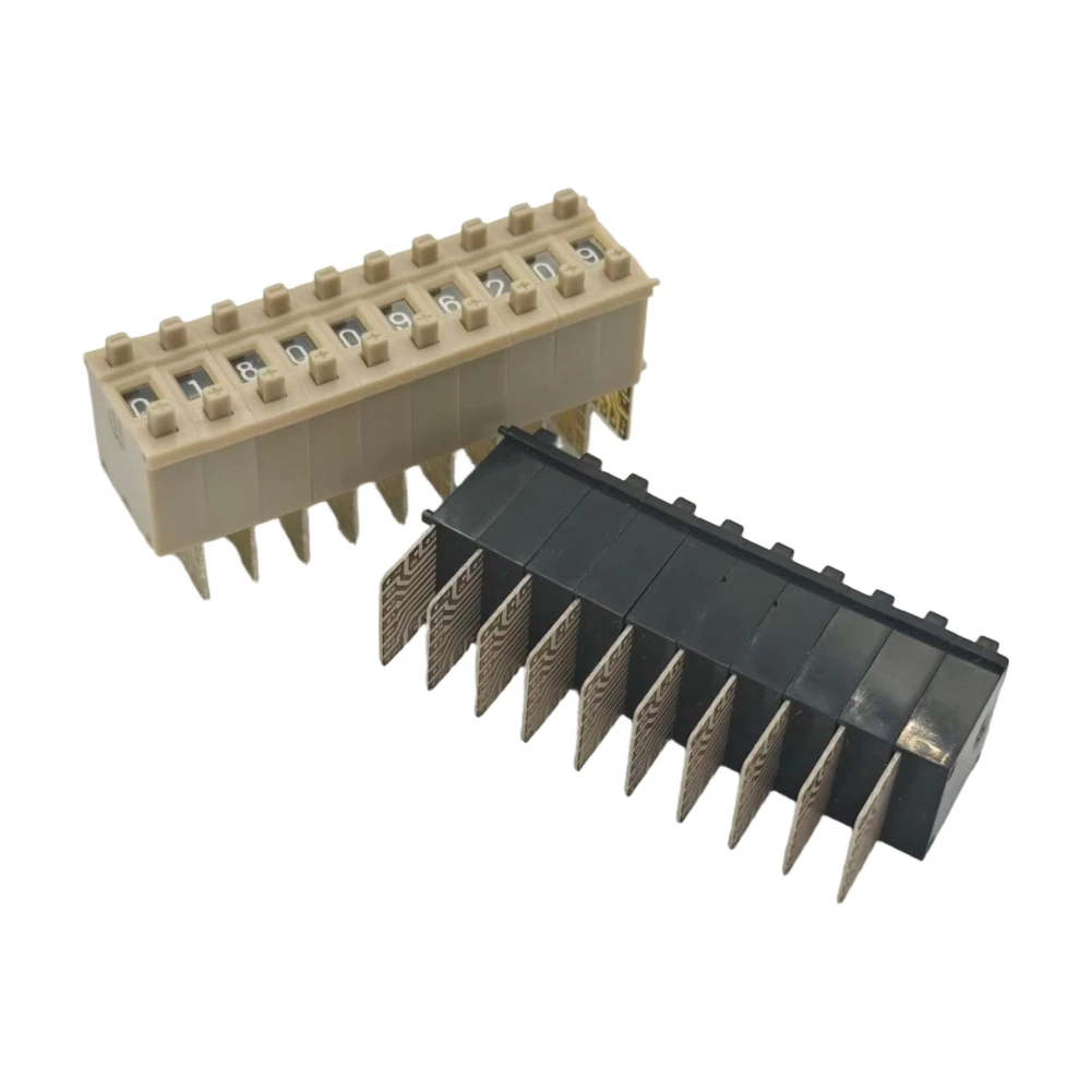 Beige Black 22mm x 8mm 0-9 Digits BCD or Decimal Code Pushwheel Thumbwheel Switches KM1  or end Plates Blank Spacers