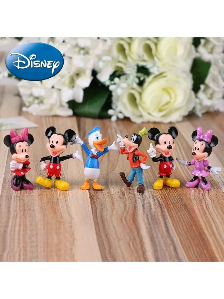 Disney-Mickey Mouse Figuras de Ação, Minnie Donald Duck PVC Bolo Ornamentos, Coleção Decoração