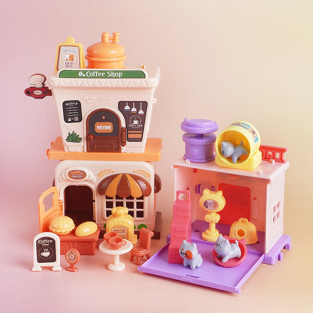 

1/12 Scale DIY Stacked Mini Street View Town Princess Cottage Coffee Shop Bread Theme Puzzle Toy Dollhouse Furniture Girl Gift
