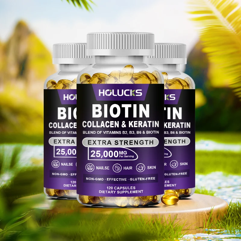 Biotin & Collagen & Keratin Supplement (  B2 | B3 | B6 | B7 ) Nails, Shiny Hair, Skin, Vegetarian Capsules Beauty Health