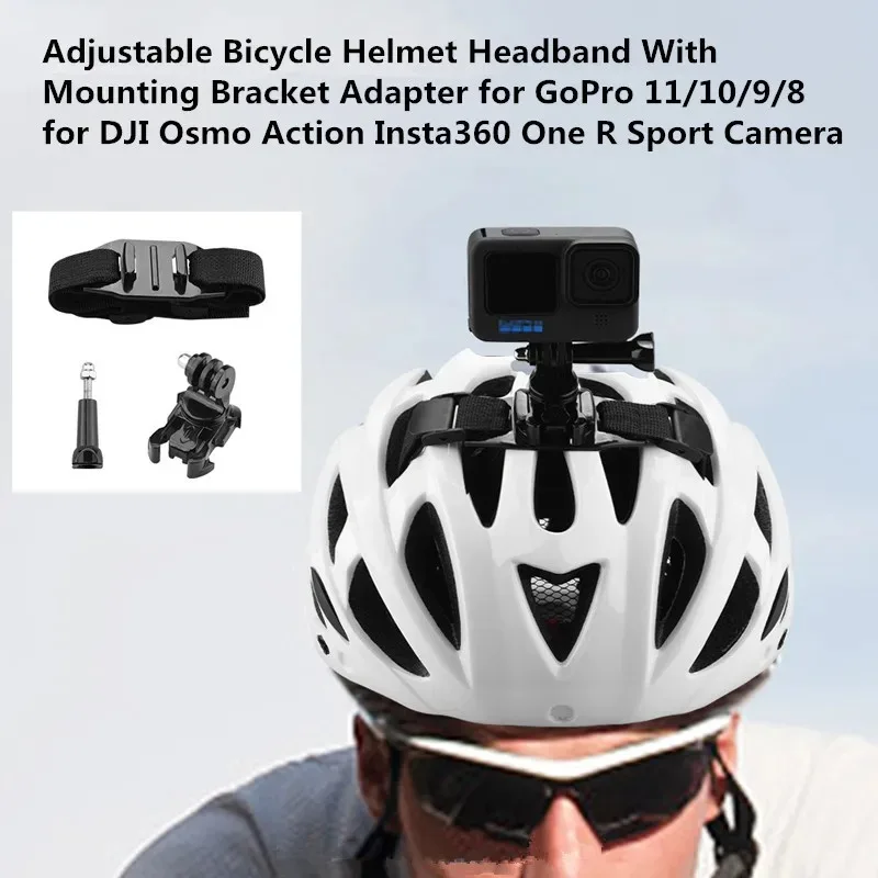 Bike Camera Helmet Mount Strap Attachment with Bracket Adapter Base for Gopro 13 12 for Insta360 X4 X3 for DJI Action 5 Pro 4 3