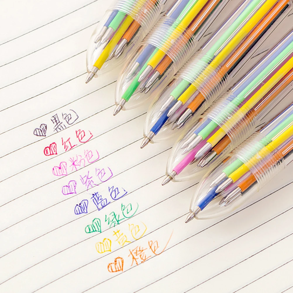 

10Pcs Cute 8- Pens Smooth Writing Retractable Ballpoint Pens Fun Student Stationery Gift Creative Office Supplies